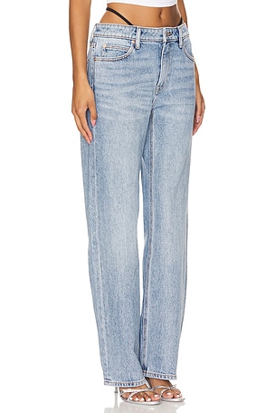 Alexander Wang Mid Rise Relaxed Jean Prestyle Diamante Charm in Blue