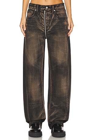 Alexander Wang Balloon Jean Moto Front To Back Zip in Brown