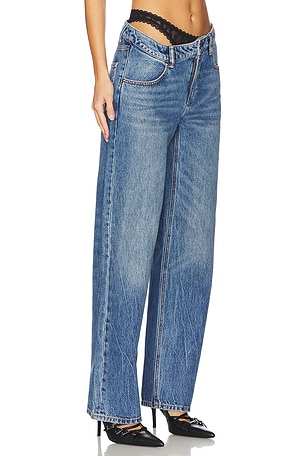 Alexander Wang Dip Side Jean Lace Undie in Denim-Medium