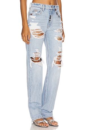 Alexander Wang Distressed Ez Mid Rise Jean in Blue
