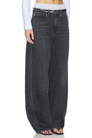 Alexander Wang Prestyle Blow Up Jeans With Leather Belt And Boxer in Black