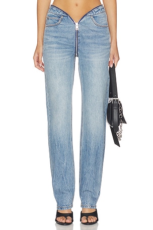 Dipped V Zip Waistband Straight Leg Jeans Alexander Wang
