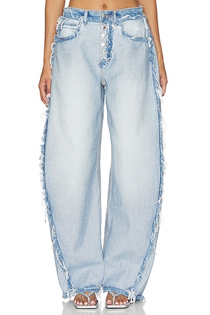 Alexander Wang Inverted Blow Up Jean With Emboss Logo in Blue
