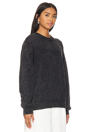 Alexander Wang Oversized Long Sleeve Pullover W Emboss Alexander Wang Logo in Black