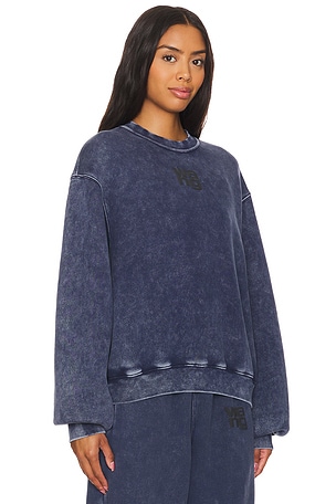 Alexander Wang Essential Terry Crew Sweatshirt W/ Puff Paint Logo in Charcoal