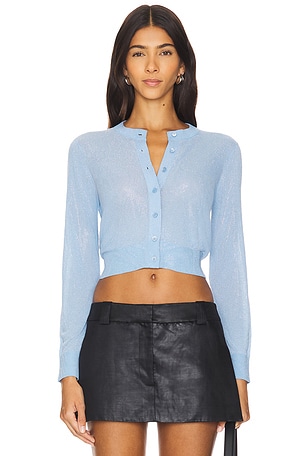 Cropped Crewneck Cardigan With Clear Bead Hotfix Alexander Wang