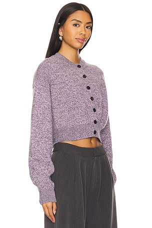 Alexander Wang Long Sleeve Crew Neck Cardigan in Lavander