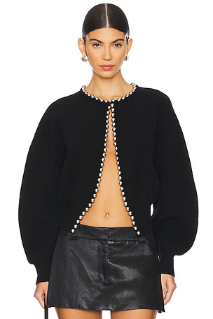 Cropped Cardigan With Ball Chain Necklace Alexander Wang