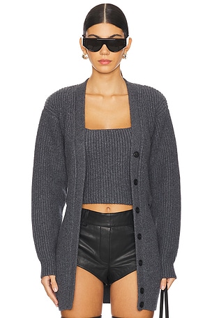 Ribbed Bilayer V-neck Cardigan With Cami Twinset Alexander Wang