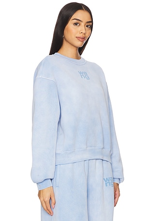 Alexander Wang Essential Crew Sweatshirt With Puff Paint Logo in Baby Blue