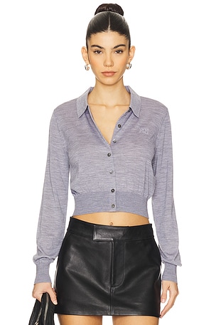 Collared Cardigan With Embossed Logo Alexander Wang