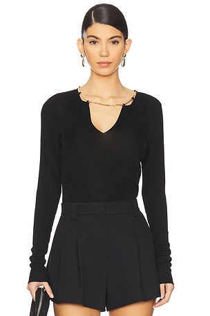 Long Sleeve V-neck Pullover With Nameplate Chain Alexander Wang