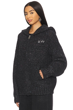 Alexander Wang Oversized Zip Up Hoodie in Black