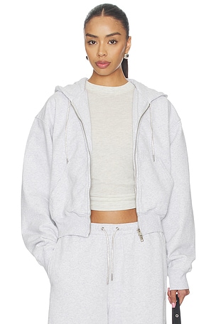 Zip Up Hoodie With Rhinestone Drawcord Alexander Wang