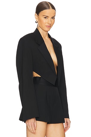 Alexander Wang Cropped Blazer With Pointed Hem in Black