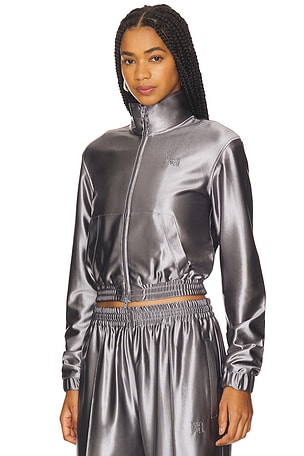 Alexander Wang Shrunken Zip-up Jacket in Metallic Silver