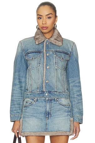 Denim Jacket With Faux Mink Lining Alexander Wang