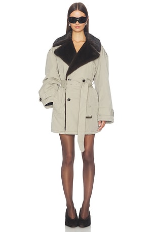 Oversized Trench Coat With Faux Fur Lining Alexander Wang