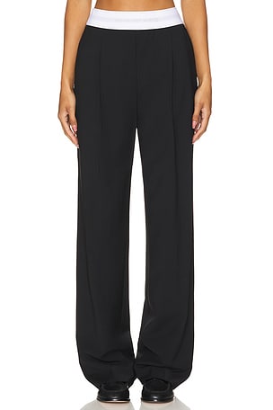 High Waisted Pleated Pant With Logo Elastic Alexander Wang
