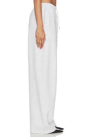 Alexander Wang Mid Rise Sweatpant With Rhinestone Drawcord in Light Grey