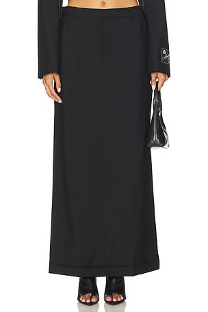 Alexander Wang Mid Rise Tailored Maxi Skirt in Black