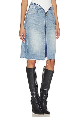 Alexander Wang Dipped V Zip Waistband Skirt in Blue