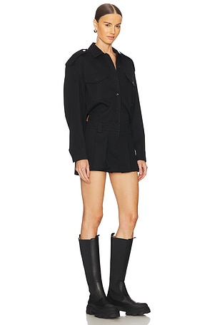 Alexander Wang Prestyled Pleated Skirt Mini Romper in Black