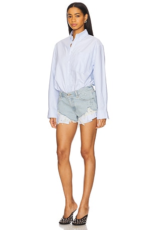 Alexander Wang Prestyled Button Down Short Romper in Baby Blue