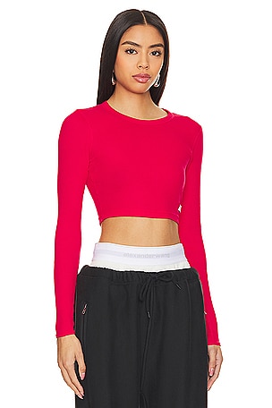 Alexander Wang Cropped Crewneck Tee in Red