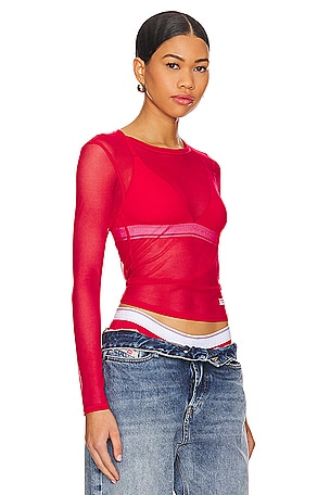 Alexander Wang Bodycon Long Sleeve Tee in Red