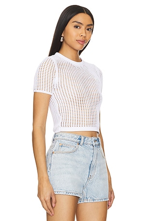 Alexander Wang Cropped Knit Crewneck Tee in White