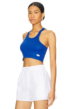 Alexander Wang Women's Cropped Classic Racer Tank in Blue