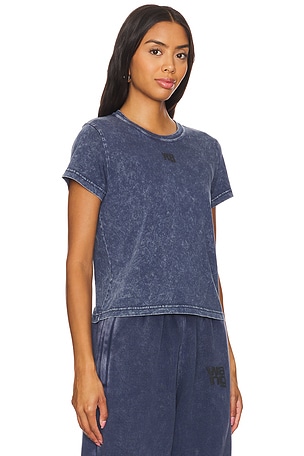 Alexander Wang Essential Jersey Shrunk Tee With Puff Logo in Charcoal