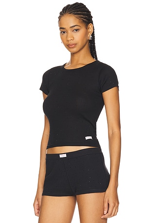 Alexander Wang Hotfix Short Sleeve Crewneck Tee in Black