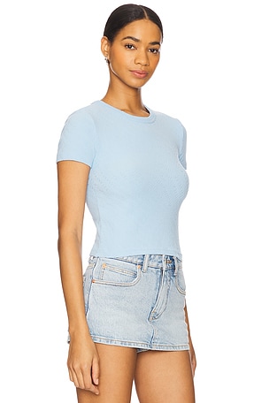 Alexander Wang Crew Neck Short Sleeve Baby Tee in Baby Blue