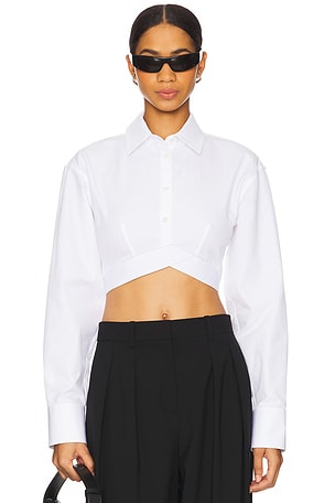 Cropped Shirt With White Logo Elastic Alexander Wang