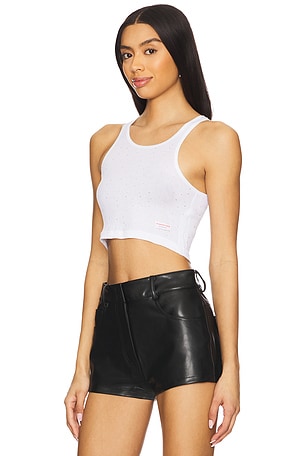 Alexander Wang Hotfix Cropped Classic Racer Tank in White