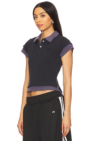 Alexander Wang Layered Shrunken Polo in Navy