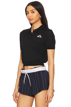 Alexander Wang Short Sleeve Polo Tee in Black