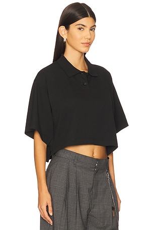 Alexander Wang Cropped Polo T-shirt in Black