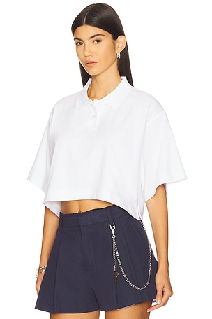 Alexander Wang Cropped Polo T-shirt in White