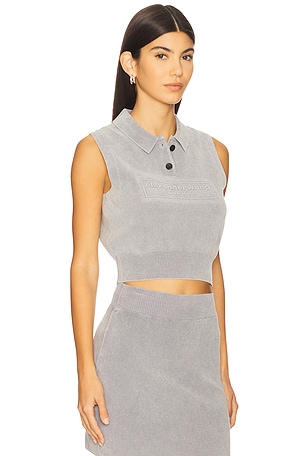 Alexander Wang Polo Collar Vest With Embossed Logo in Grey