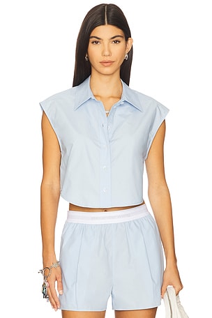 Cropped Button Down Sleeveless Shirt With Necklace Alexander Wang