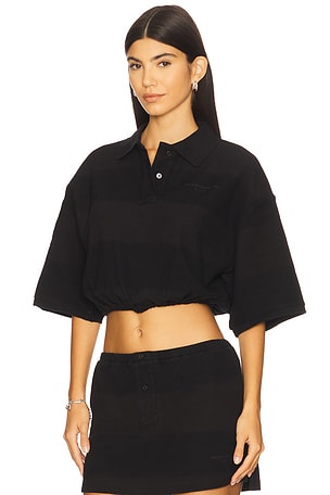 Alexander Wang Deconstructed Polo Shirt in Black