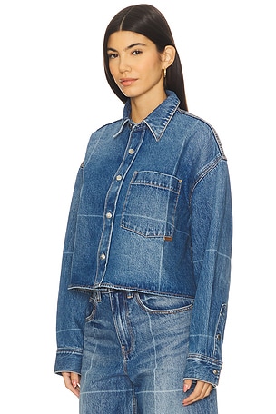 Alexander Wang Cropped Button Down Shirt in Blue