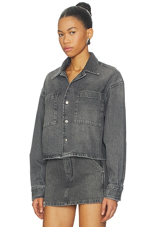 Alexander Wang Cropped Long Sleeve Shirt in Charcoal