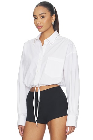 Alexander Wang Wrap Shirt With Crystal Stud Collar in White