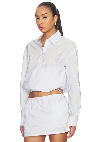 Alexander Wang Cropped Shirt With Bungee Hem in White