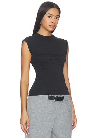 Alexander Wang Twisted Bust Layered Tank in Black