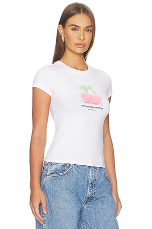 Alexander Wang T-SHIRT FITTED RenGER WITH CHERRY GRAPHIC en Blanc